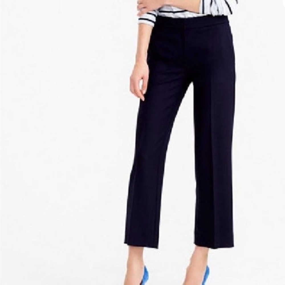 Jcrew Super 120s Black Wool Cropped Pants